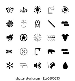 Bright icon. collection of 25 bright filled and outline icons such as sunflower, baby onesie, child building kit, sun, jackpot. editable bright icons for web and mobile.