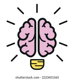 Bright icon of the idea in the form of a human brain. Vector illustration