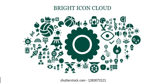  bright icon set. 93 filled bright icons. Simple modern icons about  - Sun, Volume, Campfire, Beach ball, Lamp, Ladybug, Reel, Spotlight, Lights, Apple, Inspiration, Jelly beans