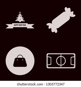 bright icon set with football stadium, handbag and candy vector illustration
