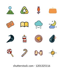bright icon set. vector set about cloud, sun, crow and animals icons set.
