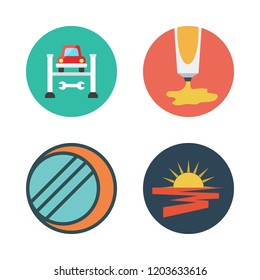 bright icon set. vector set about paint tube, garage, sun and eclipse icons set.