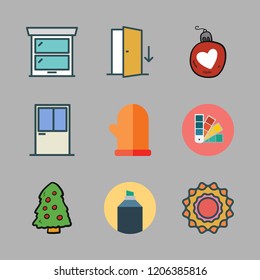 bright icon set. vector set about bauble, christmas tree, pantone and mitten icons set.