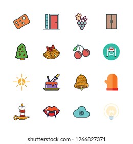 bright icon set. vector set about cake, door, candle and garage icons set.