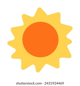 bright icon of the Sun. Star in space. The rays provide warmth and give life. Sunny weather. Children's hand drawn vector illustration. Element, object, symbol.