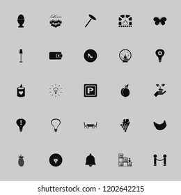 bright icon. bright vector icons set candle heart, attention sign bulb, parking sign and fresh pineapple