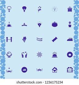 bright icon. bright vector icons set happy new year, iron, candy and sunset
