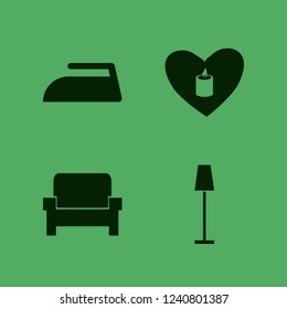 bright icon. bright vector icons set floor lamp, iron, armchair and candle heart