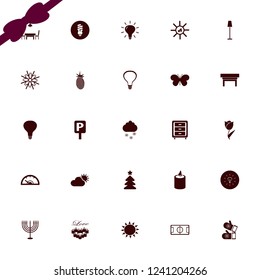 bright icon. bright vector icons set sun, candle, mittens and football stadium
