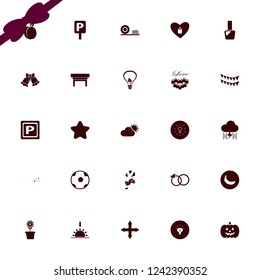 bright icon. bright vector icons set rain and lightning, parking sign, peach and nail polish