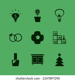 bright icon. bright vector icons set christmas tree, nail polish, bookcase flower pot and money ideas
