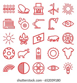 Bright icons set. set of 25 bright outline icons such as hippopotamus, butterfly, baby onesie, sun, jackpot, movie tape, disc flame, film tape, table lamp, brightness, eye