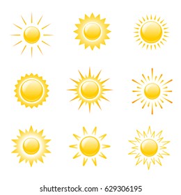 Bright icons the sun. Vector illustration. 