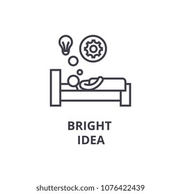 bright idea in bed thin line icon, sign, symbol, illustation, linear concept, vector 