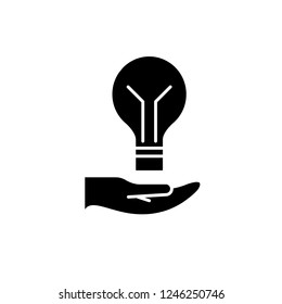 Bright idea black icon, vector sign on isolated background. Bright idea concept symbol, illustration 