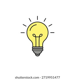 Bright idea bulb illustration symbolizing creativity, innovation, thinking, solutions, and smart digital concepts