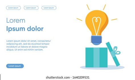 Bright Idea Flat Landing Page Vector Template. Fresh Solution, Brain Work Result, Innovative Decision. Idea Giving, Surprise Metaphor. Innovation, New Solution Generation Homepage Layout