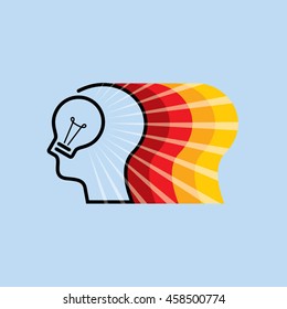 Bright idea form human head, thinking about success solution.