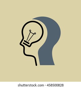 Bright idea form human head, thinking about success solution.