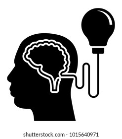 
Bright idea glyph icon. Creative idea
