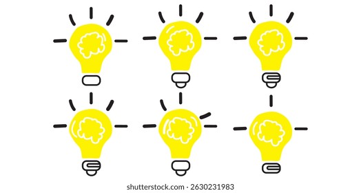 Bright idea icon : Illustration of a glowing light bulb Symbol of creativity, inspiration. For use in presenting marketing materials to present creative ideas and new ideas. eps 10