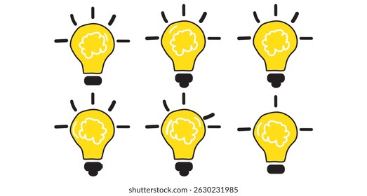 Bright idea icon : Illustration of a glowing light bulb Symbol of creativity, inspiration. For use in presenting marketing materials to present creative ideas and new ideas. eps 10