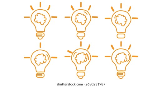 Bright idea icon : Illustration of a glowing light bulb Symbol of creativity, inspiration. For use in presenting marketing materials to present creative ideas and new ideas. eps 10
