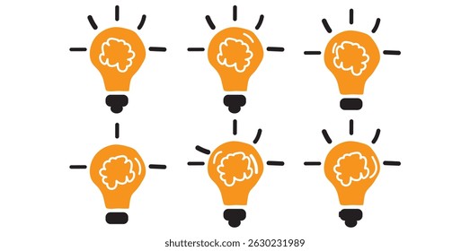 Bright idea icon : Illustration of a glowing light bulb Symbol of creativity, inspiration. For use in presenting marketing materials to present creative ideas and new ideas. eps 10