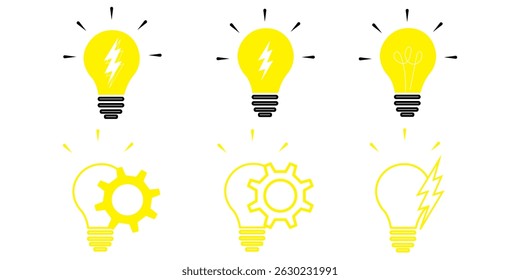 Bright idea icon : Illustration of a glowing light bulb Symbol of creativity, inspiration. For use in presenting marketing materials to present creative ideas and new ideas. eps 10
