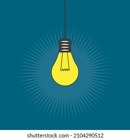 Bright idea and insight concept with light bulb, Flat style vector illustration