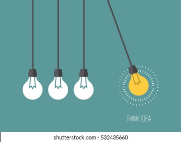 Bright idea and insight concept with light bulb, Flat style vector illustration EPS 10.