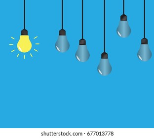 Bright idea and insight concept with light bulb. Flat style vector illustration.