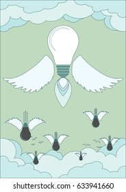 bright idea light bulb concept. Stock flat vector illustration.