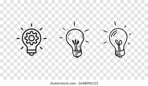Bright Idea Light Bulb Icons Vector Collection for Startup and Innovation Themes, element isolated on white background, vector illustration eps 10.