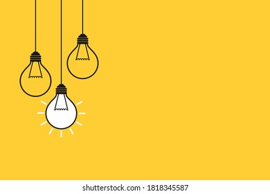 bright idea light bulbs different on yellow for background. creative idea and leadership concept. vector illustration in flat style modern design. copy space for text input.