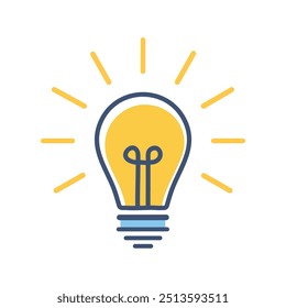 Bright idea lightbulb illustration. A simple yet effective illustration of a lightbulb radiating brightness, symbolizing inspiration, innovation, and new beginnings.