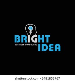 Diseño de logo de Bright Idea con tipografía e icono.