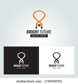 Bright idea logo. Pencil logo design template. Vector illustration