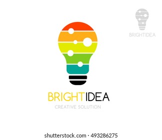 Bright idea logo template. Abstract colorful light bulb icon. Vector illustration. Concept for creative business, art studio or innovation brands