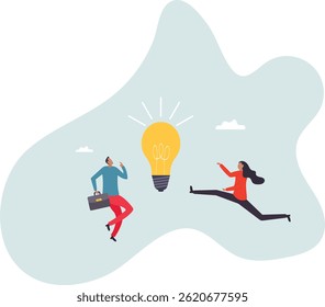 Bright idea to solve problem, business team brainstorm or thinking about new innovative idea, creativity or imagination,character for design.
