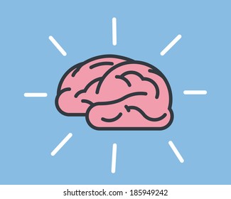 Bright Idea. Vector icon of radiating human brain having an idea.
