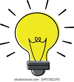 Bright Idea Yellow Light Bulb Illustration