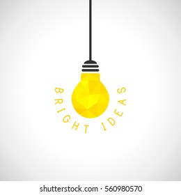 Bright Ideas And Innovation Concept With Yellow Light Bulb In Modern Geometric Style