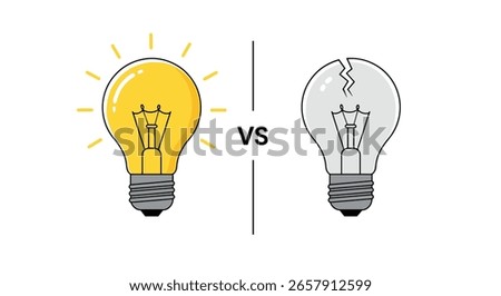 Bright Ideas Versus Broken Lightbulbs A Visual Metaphor for Innovation and Failure
