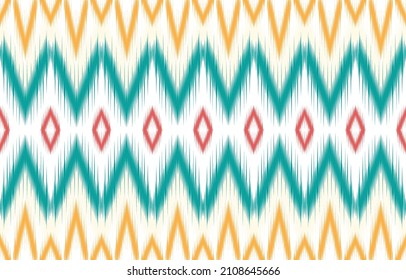 Bright ikat pattern. African, Arabic, Indian, Indonesian motifs. Design for print. carpet, wallpaper, clothing, wrapping, fabric, cover, textile
