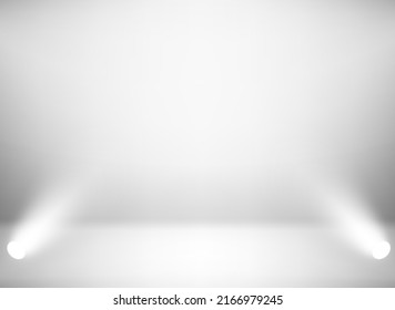 Bright illuminated studio with projectors. 3d vector illustration