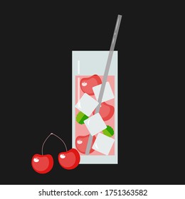 Bright illustration of cocktails with various fruits or berries. Suitable for decorating menus, icons on social networks, thematic decor. For the summer mood.