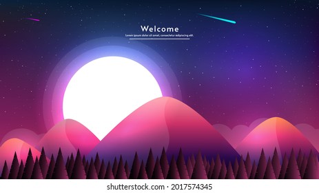Bright illustration for concept design. Vector abstract background set. Minimalist style. Flat concept. Beautiful for wallpaper design. Graphic, gradient color background. 
