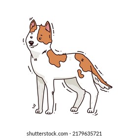 Bright illustration with dog. Cute vector illustration for nursery prints, greeting cards, poster. Doodle character.