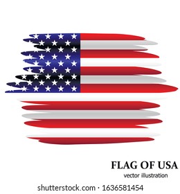 Bright illustration with flag usa. Independence day usa. Vector background with effect brush.